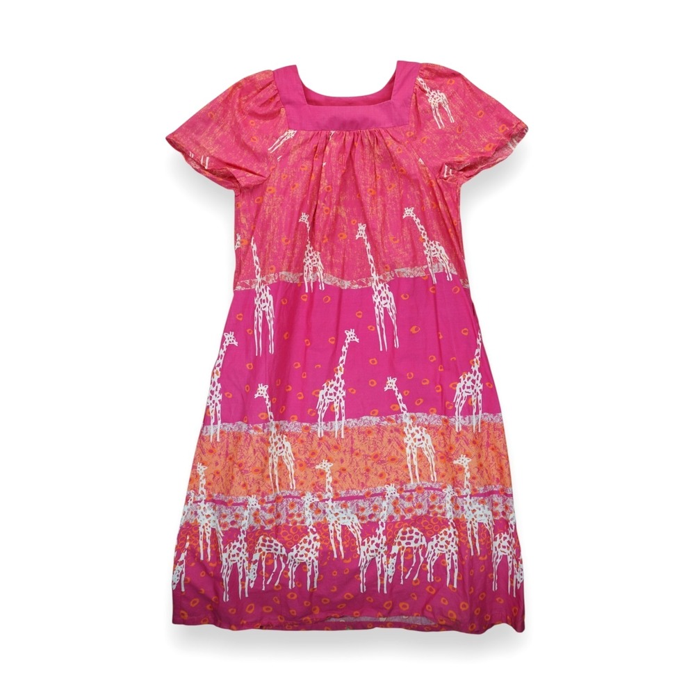 Vintage Anthony Richards Women's Giraffe Print Maxi Dress Size Medium Pink